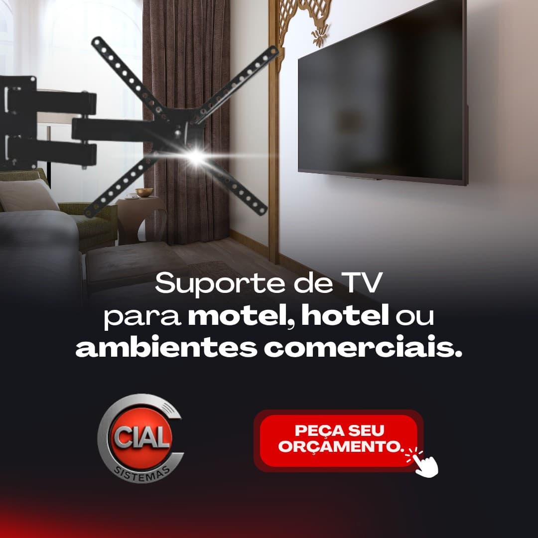 Suporte de TV instalado em ambiente comercial